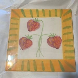 Made in Italy hand painted glazed strawberries tile